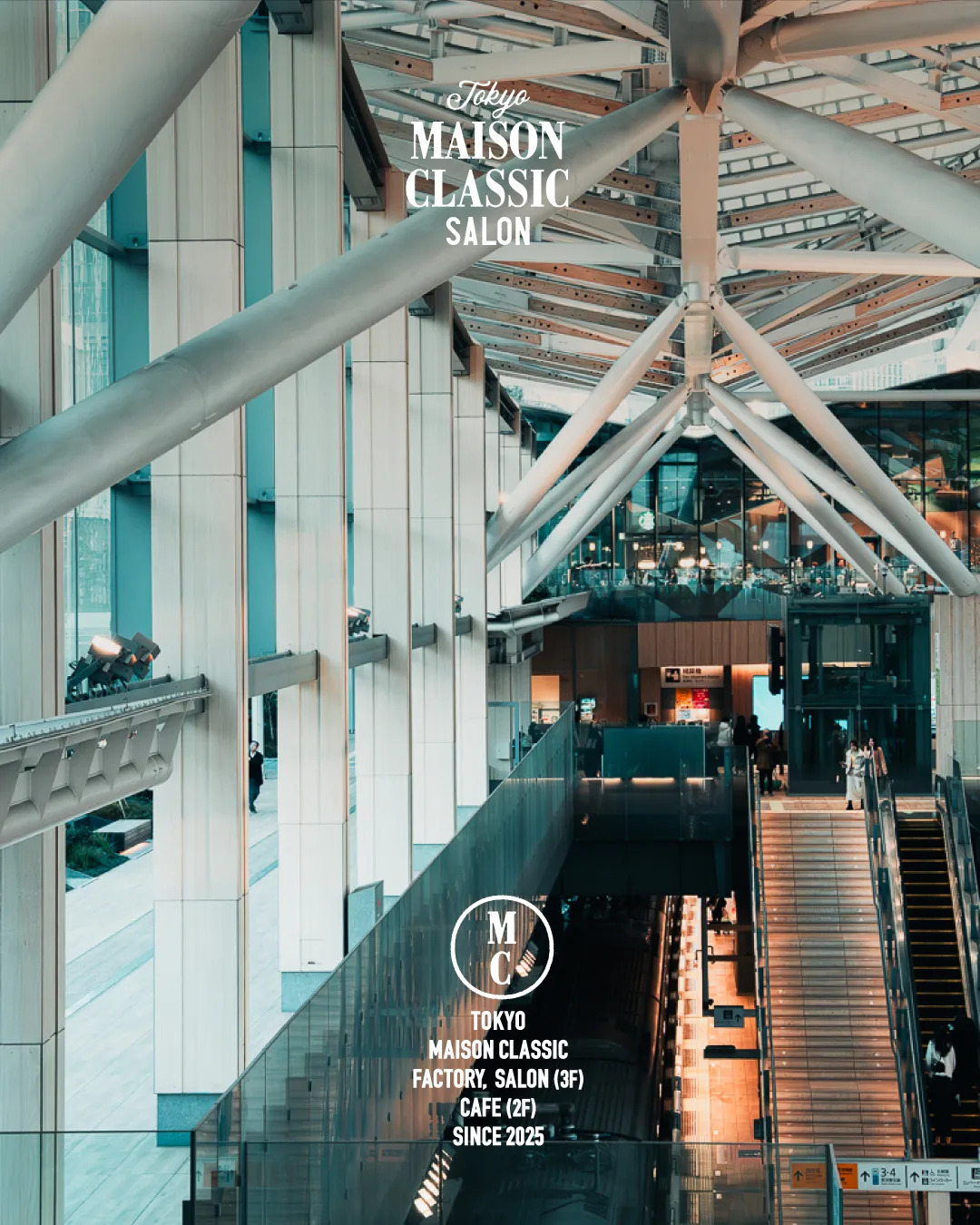 Photo by MAISON CLASSIC on June 22, 2026. May be an image of buildings, terminal and text that says 'Tokyo MAISON CLASSIC SALON 近 꿀 M C TOKYO MAISON MAISONCLASSIC CLASSIC FACTORY, SALON (3F) CAFE (2F) SINCE 2025 가레마티니트 ^픔닭| 日34.'.