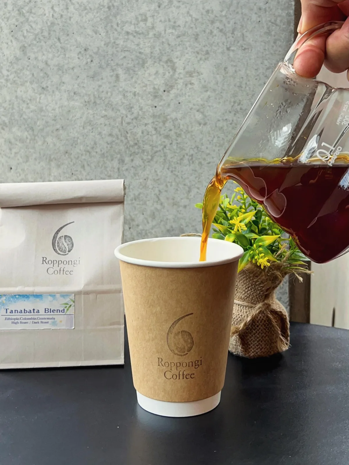 Photo shared by Roppongi Coffee 本店 on June 20, 2026 tagging @hotel_marinerscourt_tokyo, and @roppongicoffee0104. May be an image of coffee maker, coffee cup, carafe, cornflower and text.