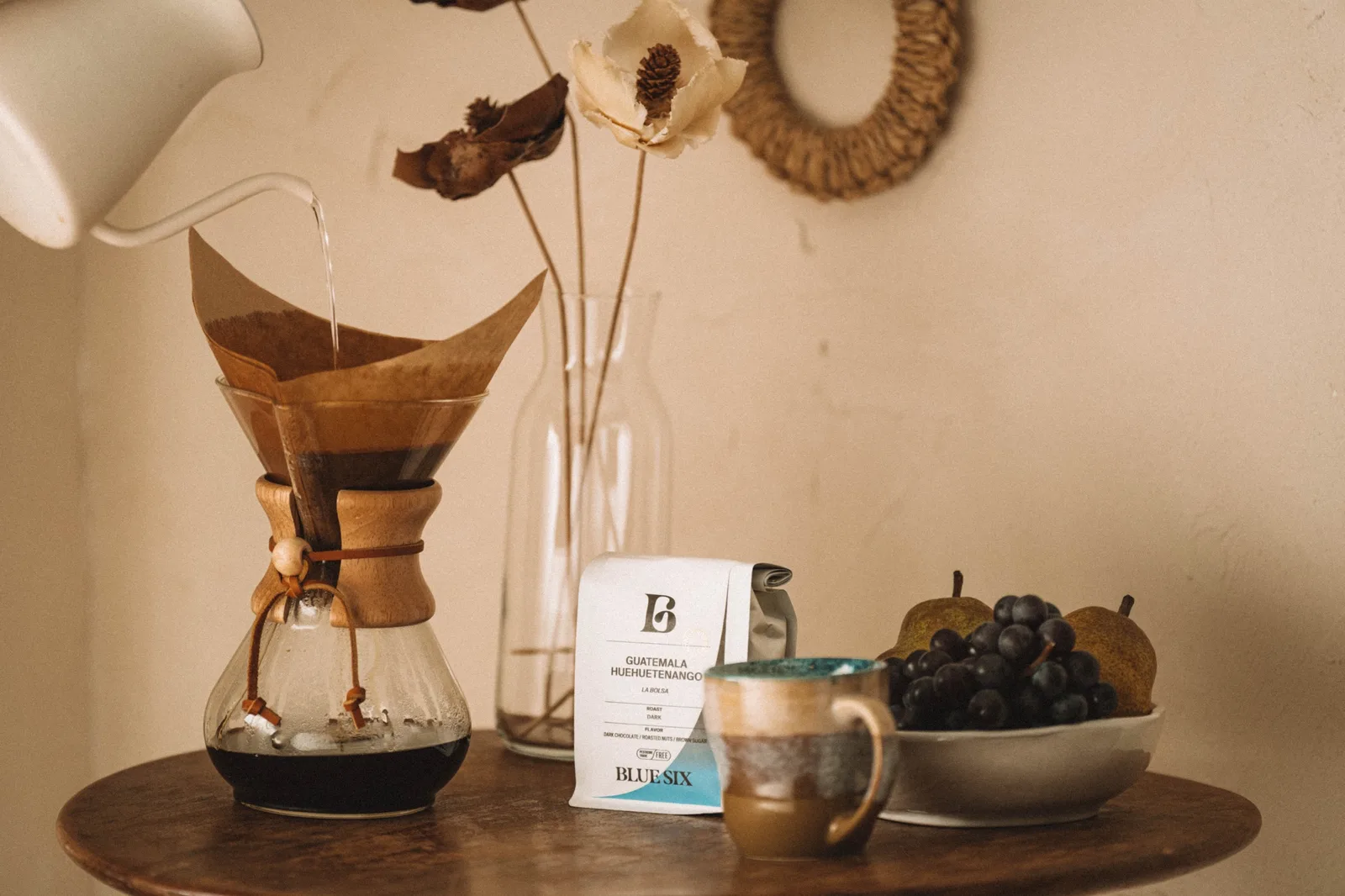 Photo by BLUE SIX COFFEE on July 30, 2026. May be an image of coffee maker, coffee cup, carafe, cornflower and text.