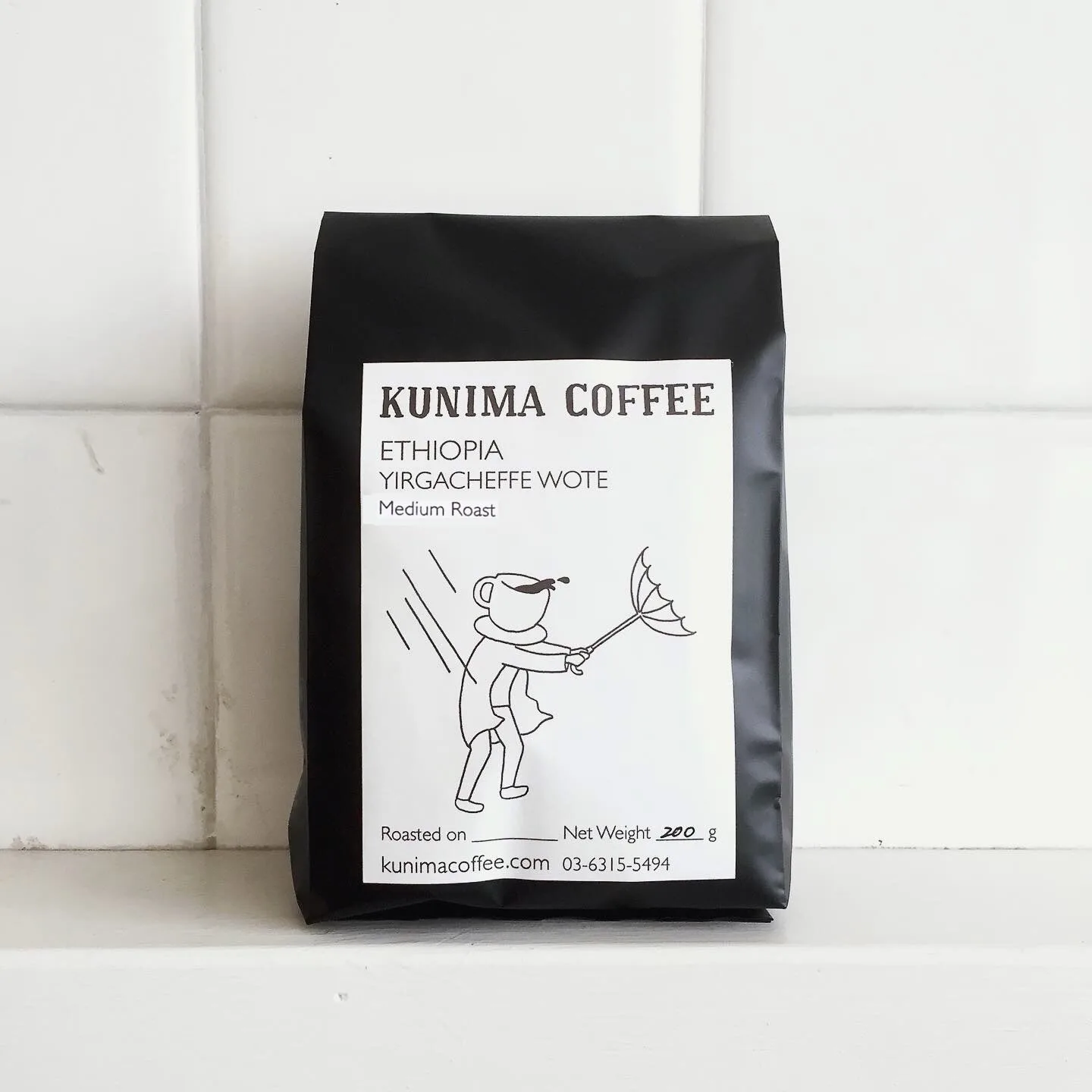 Photo by KUNIMA COFFEE in KUNIMA COFFEE. May be an image of coffee cup and text that says 'COFFEE KUNIMA ETHIOPIA YIRGACHEFFE WOTE Medium MediumRoast Roast Rcasedon__-_NetWegt_20 Roasted NetWeight_ NetWeight_200: Net 200 g kunimacoffee.com 03-6315 5494 03-6315-5494'.